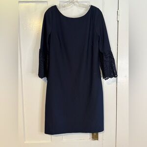 Jessica Howard Navy Dress with Lace Sleeves